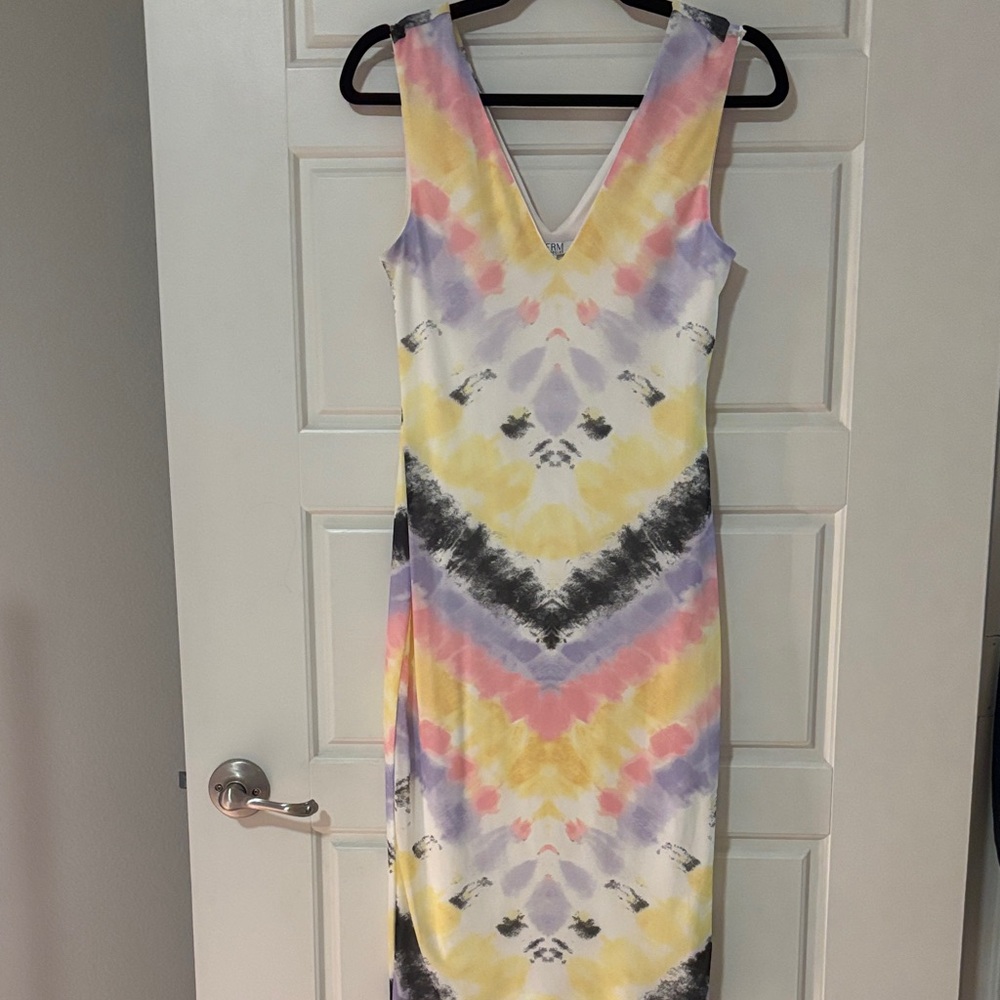 Multicolor Tie-Dye V-Neck Dress
